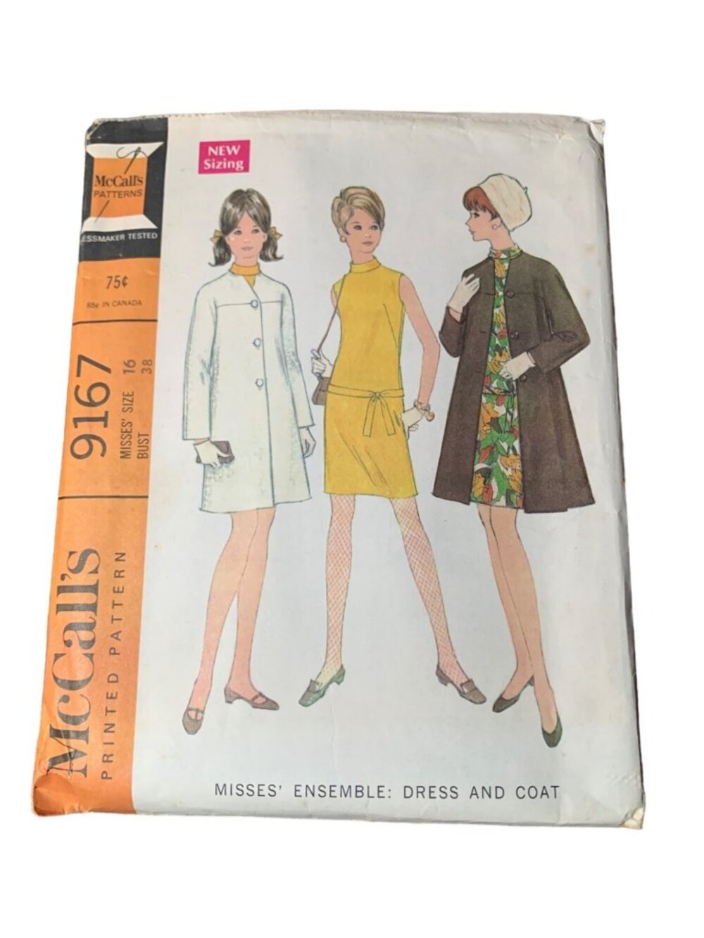 Vintage McCalls 9167 Misses Ensemble Dress Coat Pattern Size 16